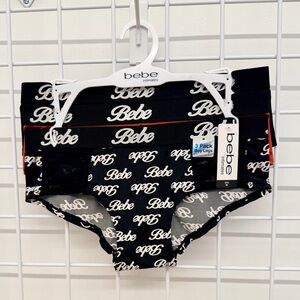 bebe Women’s Black Boyshorts with White Logo Print - 3 Pack